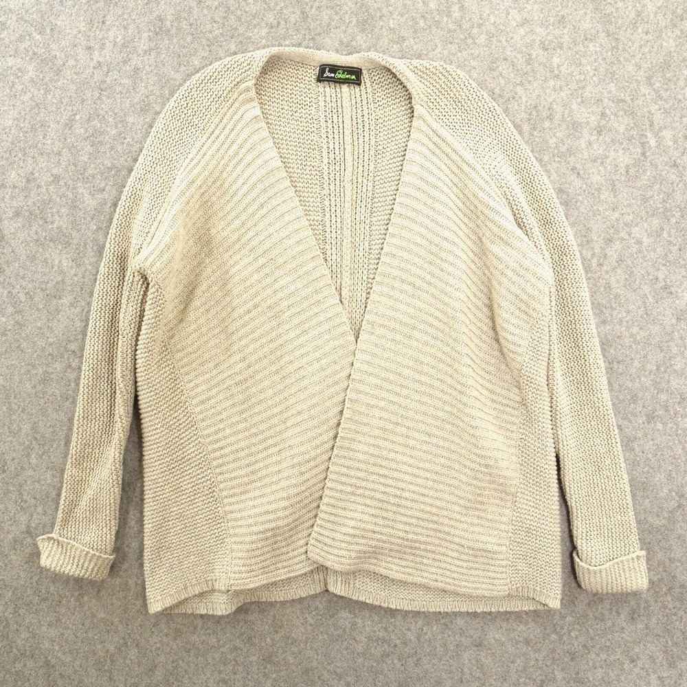 Sam Edelman Cardigan Sweater Womens Medium Beige Knit Open Front Long Sleeve
